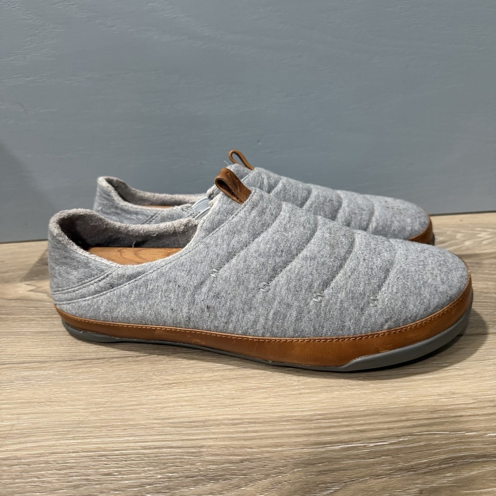 OluKai Mahana Mens Slip On Slippers Shoes Gray Textile 10451-VPFM Size 12